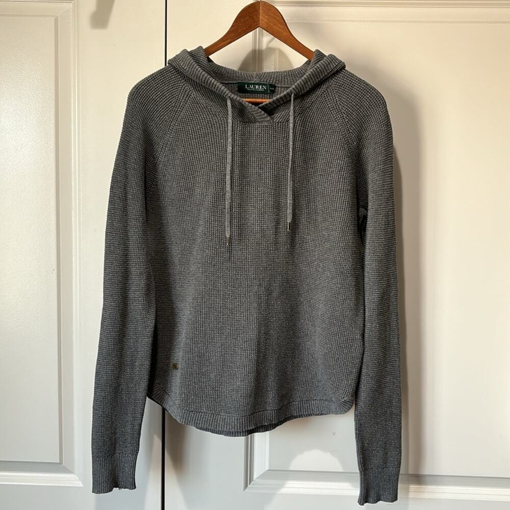 Lauren Ralph Lauren Gray Knit Hoodie Sweater